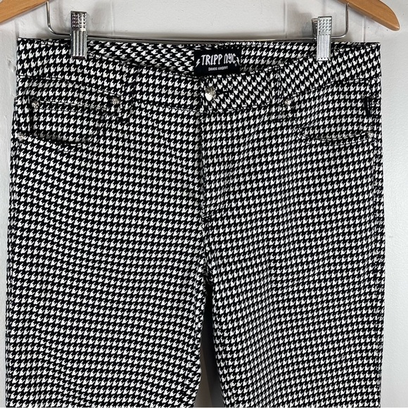 Tripp NYC Daang Goodman Houndstooth Skinny Pants Black & White 33x30 Size 9 - Picture 2 of 13